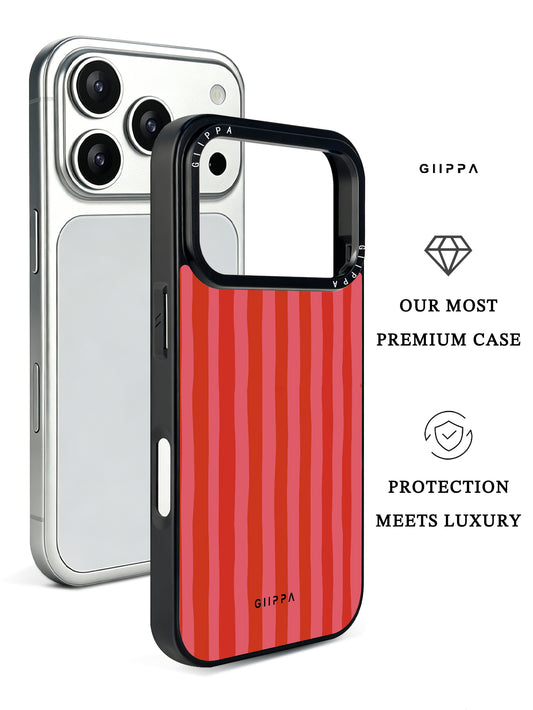GIIPPA Matte Red Pink Vertical Stripes Shockproof Phone Case For iPhone 11/11 Pro/11 Pro Max/12 Pro Max/13 Pro/13 Pro Max/14 Plus/14 Pro/14 Pro Max/15/15 Plus/15 Pro/15 Pro Max/16/16 Plus/16 Pro/16 Pro Max/16E/17/17 Air/17 Pro/17 Pro Max