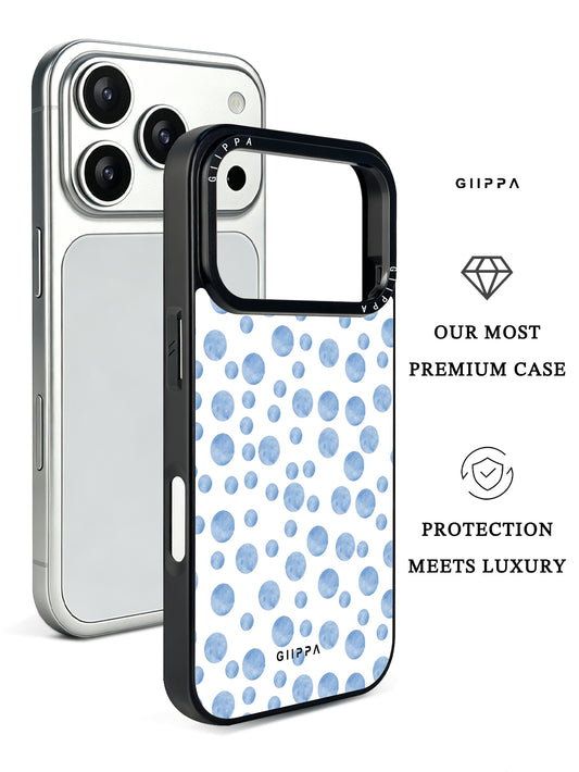 GIIPPA Fresh Matte Watercolor Blue Polka Dot Protective Case For iPhone 11 12 13 14 15 16 17 Series Pro Max Plus 16E Air