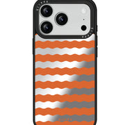 GIIPPA Patterned Moments Midnight Whisper Warm Orange Silver Wavy Horizontal Stripe Mirror TPU Shockproof Phone Case Large Lens Cover Fit iPhone 11 To 17 All Models