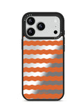 GIIPPA Patterned Moments Midnight Whisper Warm Orange Silver Wavy Horizontal Stripe Mirror TPU Shockproof Phone Case Large Lens Cover Fit iPhone 11 To 17 All Models