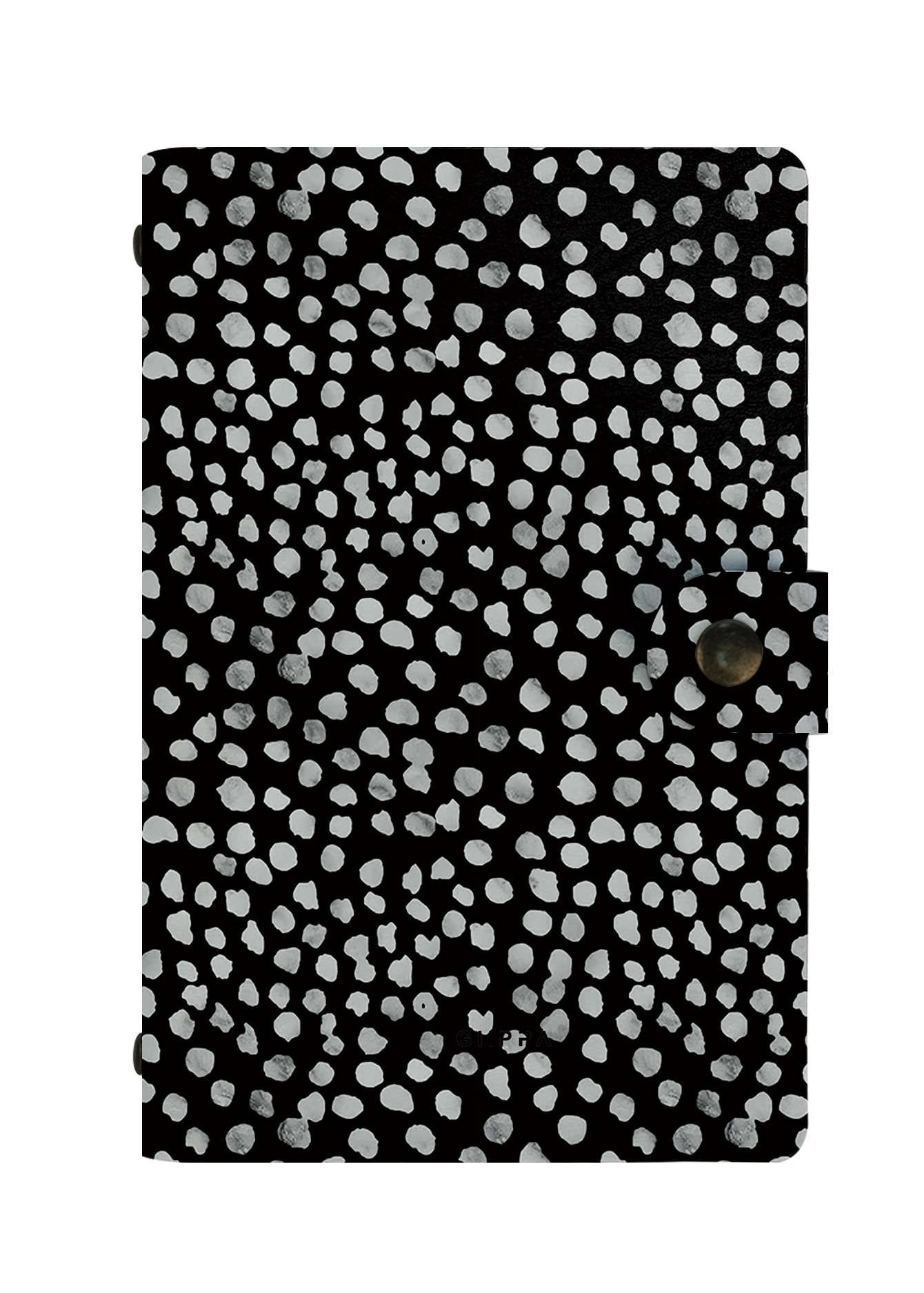 Noir Stipple Dotted Journal, Compact Snap Closure Notebook for Work & University, Aesthetic Black White Speckle Diary for Women