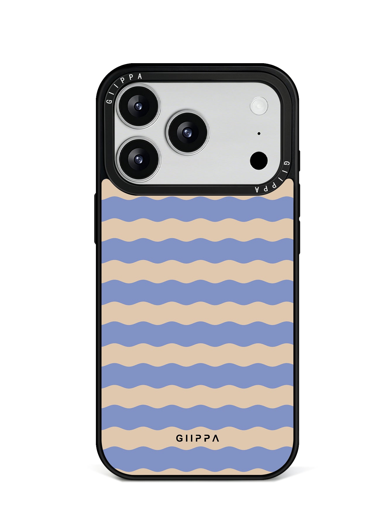 GIIPPA Soft Matte Blue Coffee Wavy Striped Protective Case For iPhone 11 12 13 14 15 16 17 Series Pro Max Plus 16E Air