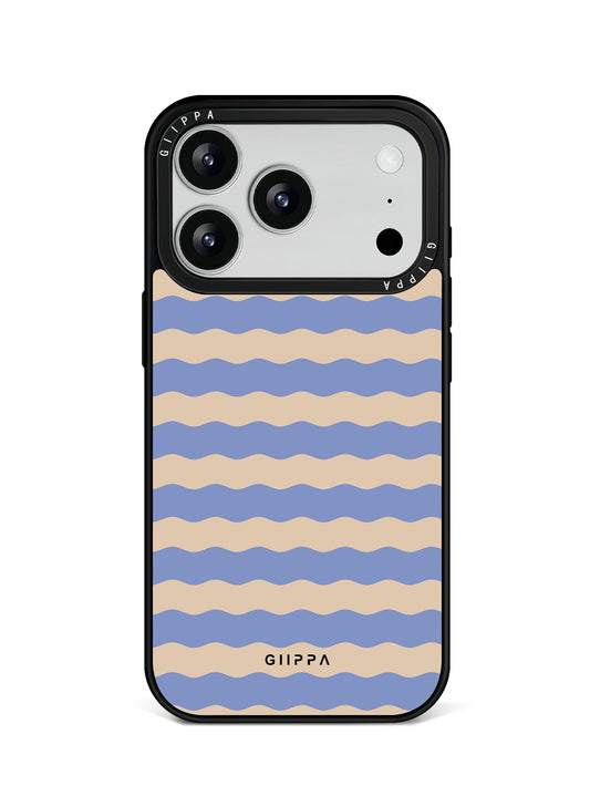 GIIPPA Soft Matte Blue Coffee Wavy Striped Protective Case For iPhone 11 12 13 14 15 16 17 Series Pro Max Plus 16E Air