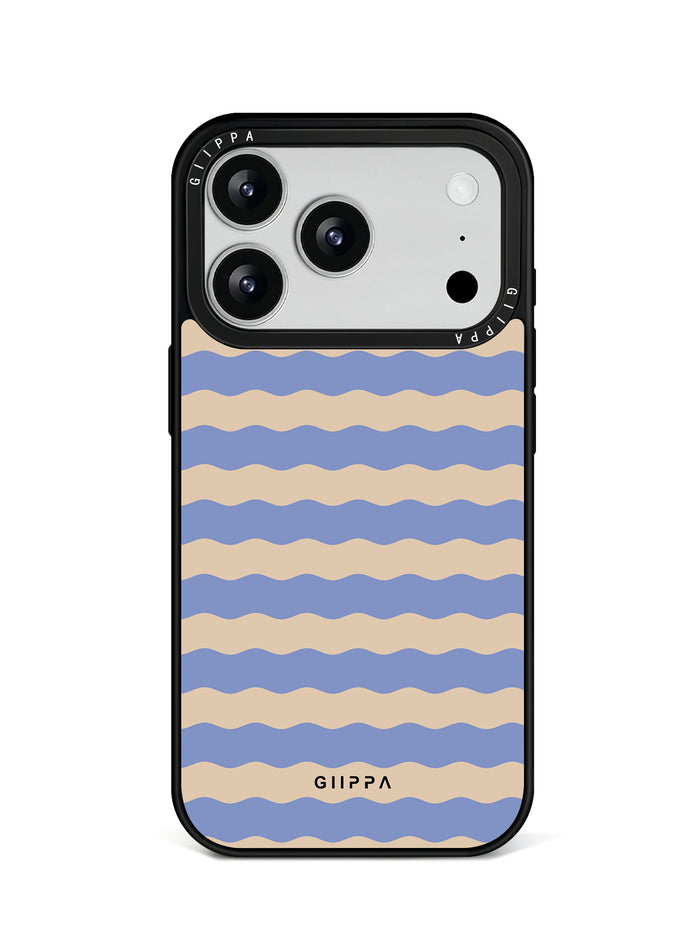 GIIPPA Soft Matte Blue Coffee Wavy Striped Protective Case For iPhone 11 12 13 14 15 16 17 Series Pro Max Plus 16E Air