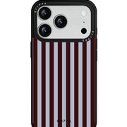 GIIPPA Matte Dark Brown Dusty Blue Wide Vertical Stripes Shockproof Phone Case For iPhone 11/11 Pro/11 Pro Max/12 Pro Max/13 Pro/13 Pro Max/14 Plus/14 Pro/14 Pro Max/15/15 Plus/15 Pro/15 Pro Max/16/16 Plus/16 Pro/16 Pro Max/16E/17/17 Air/17 Pro/17 Pro Max