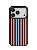 GIIPPA Matte Dark Brown Dusty Blue Wide Vertical Stripes Shockproof Phone Case For iPhone 11/11 Pro/11 Pro Max/12 Pro Max/13 Pro/13 Pro Max/14 Plus/14 Pro/14 Pro Max/15/15 Plus/15 Pro/15 Pro Max/16/16 Plus/16 Pro/16 Pro Max/16E/17/17 Air/17 Pro/17 Pro Max