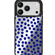 GIIPPA Patterned Moments Midnight Whisper Bright Blue Hand Drawn Irregular Dot Mirror TPU Shockproof Phone Case Large Lens Cover For iPhone 11 12 13 14 15 16 17 All Series 16E 17 Air
