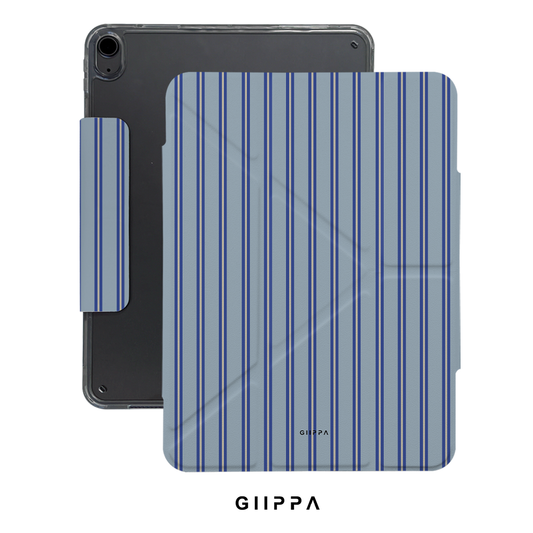 GIIPPA YARA FOLD Detachable Magnetic iPad Case Patterned Moments Lavender Slow Muted Haze Blue Double Thin Vertical Stripe Dual Buckle Split Magnetic Gentle Protective Cover For All iPad Mini Air Pro