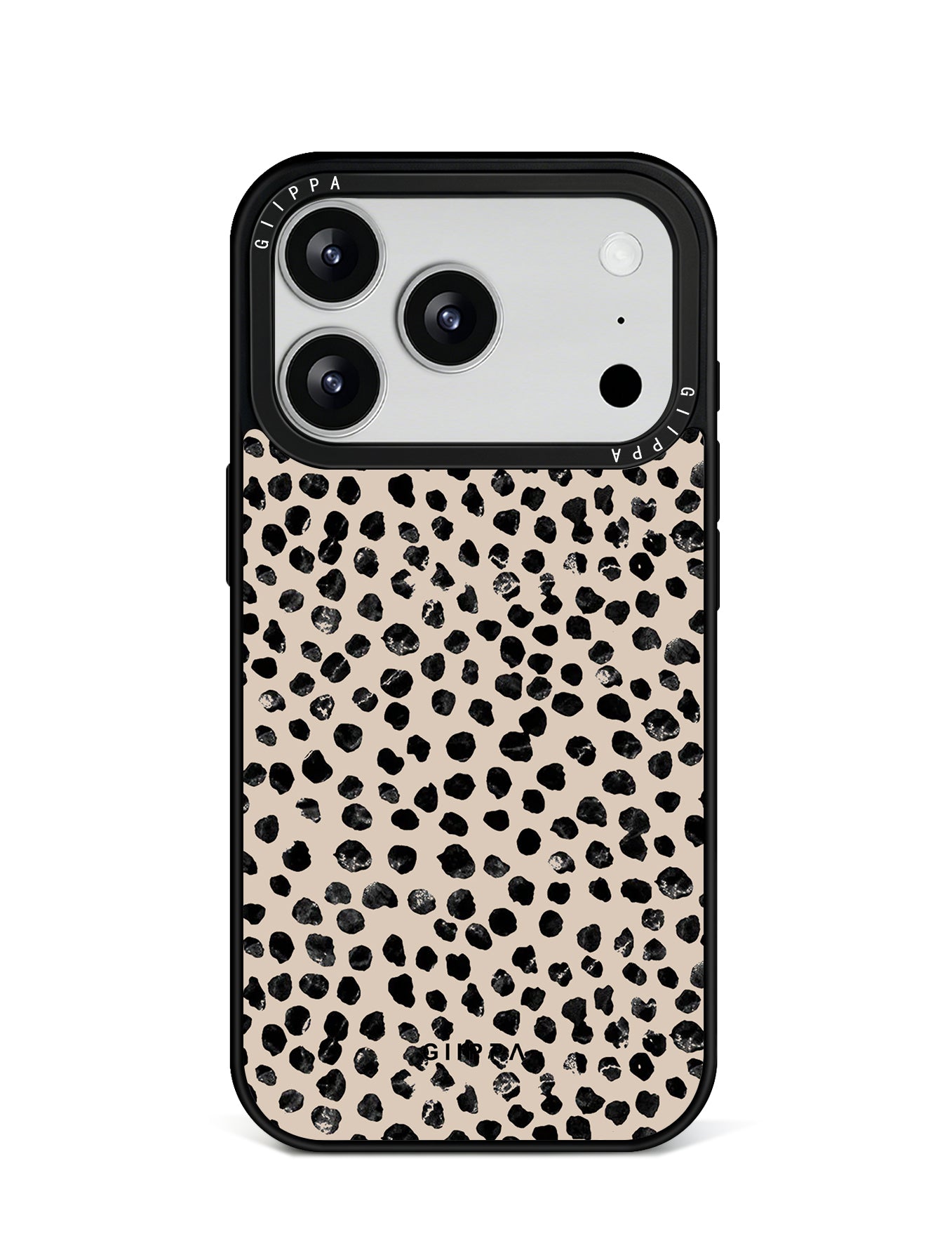 GIIPPA Minimalist Matte Beige Black Spot Leopard Protective Case For iPhone 11 12 13 14 15 16 17 Series Pro Max Plus 16E Air