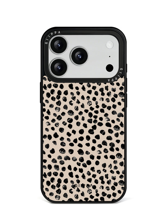 GIIPPA Minimalist Matte Beige Black Spot Leopard Protective Case For iPhone 11 12 13 14 15 16 17 Series Pro Max Plus 16E Air