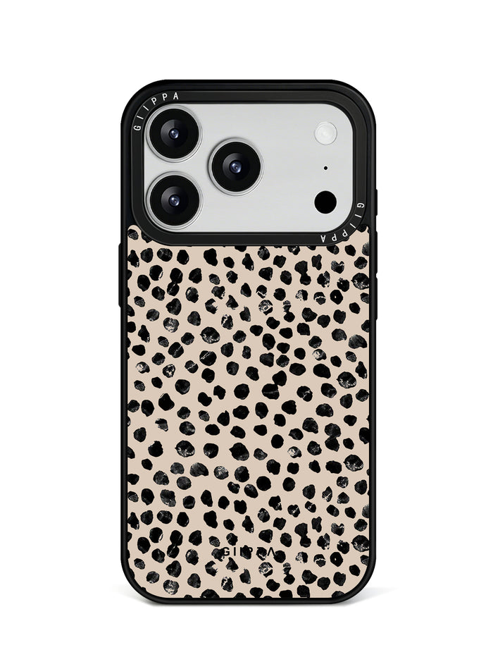 GIIPPA Minimalist Matte Beige Black Spot Leopard Protective Case For iPhone 11 12 13 14 15 16 17 Series Pro Max Plus 16E Air