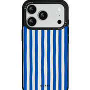 GIIPPA Retro Matte Blue Cream Thick Vertical Striped Protective Case For iPhone 11 12 13 14 15 16 17 Series Pro Max Plus 16E Air