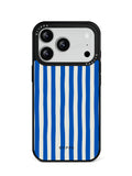 GIIPPA Retro Matte Blue Cream Thick Vertical Striped Protective Case For iPhone 11 12 13 14 15 16 17 Series Pro Max Plus 16E Air