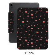 GIIPPA YARA FOLD Detachable Magnetic iPad Case Patterned Moments Petal Soft Dark Base Cute Strawberry Tiny Rose Floral Print Dual Pull Buckle Split Protective Case For All iPad Models