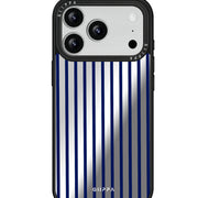 GIIPPA Patterned Moments Midnight Whisper Navy Blue Thin Vertical Stripe Mirror TPU Shockproof Phone Case Large Lens Frame Cover For iPhone Full Series