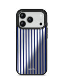 GIIPPA Patterned Moments Midnight Whisper Navy Blue Thin Vertical Stripe Mirror TPU Shockproof Phone Case Large Lens Frame Cover For iPhone Full Series