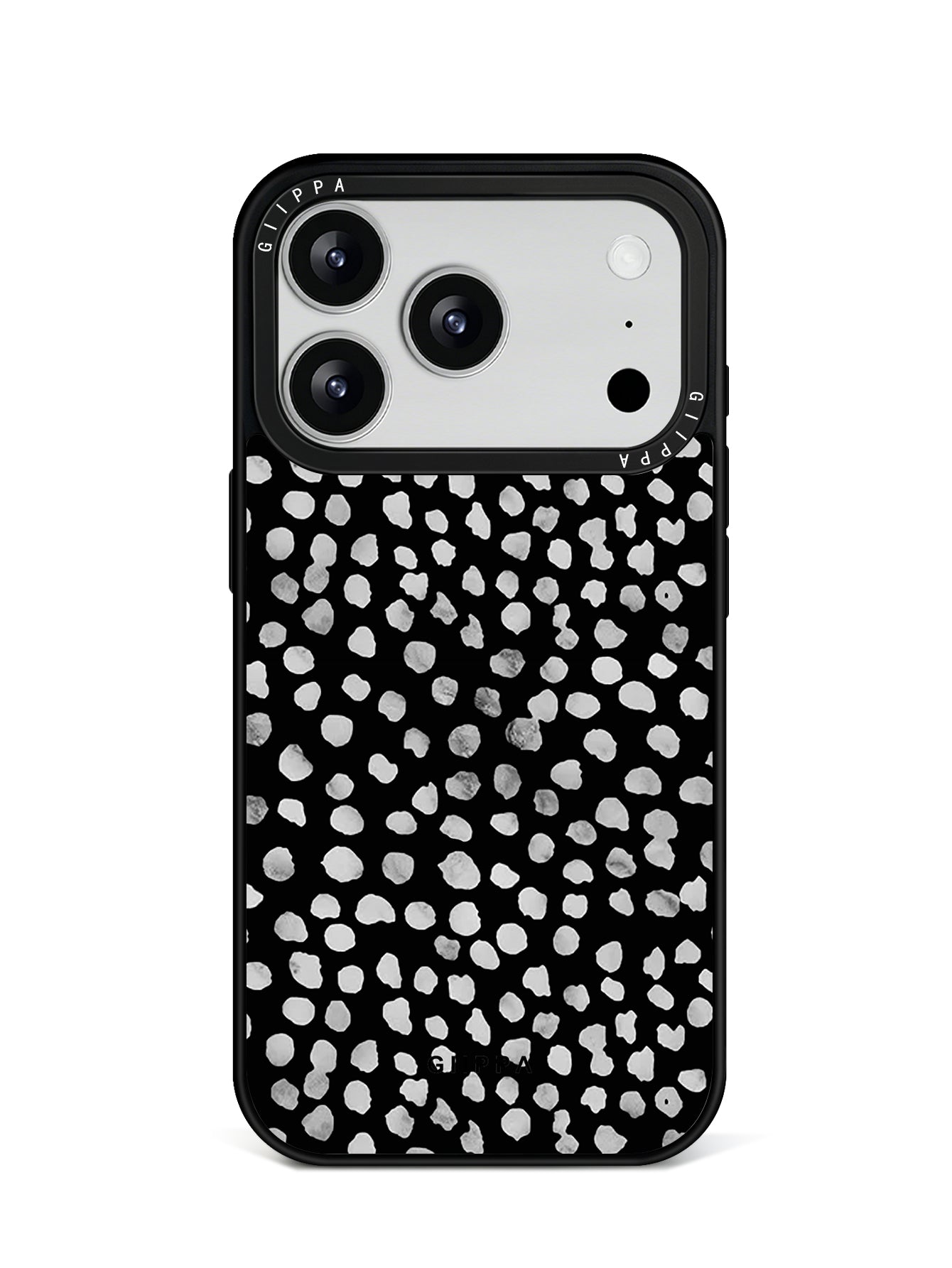 GIIPPA Matte Cream Beige Small Black Polka Dot Shockproof Phone Case For iPhone 11/11 Pro/11 Pro Max/12 Pro Max/13 Pro/13 Pro Max/14 Plus/14 Pro/14 Pro Max/15/15 Plus/15 Pro/15 Pro Max/16/16 Plus/16 Pro/16 Pro Max/16E/17/17 Air/17 Pro/17 Pro Max