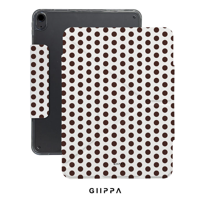 GIIPPA YARA FOLD Detachable Magnetic iPad Case Patterned Moments Afternoon Warmth Retro Cream Chocolate Polka Dot Dual Pull Buckle Split Protective Cover For All iPad Mini Air Pro Models
