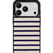 GIIPPA Matte Navy Cream Wavy Horizontal Stripes Shockproof Phone Case For iPhone 11/11 Pro/11 Pro Max/12 Pro Max/13 Pro/13 Pro Max/14 Plus/14 Pro/14 Pro Max/15/15 Plus/15 Pro/15 Pro Max/16/16 Plus/16 Pro/16 Pro Max/16E/17/17 Air/17 Pro/17 Pro Max