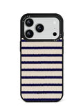 GIIPPA Matte Navy Cream Wavy Horizontal Stripes Shockproof Phone Case For iPhone 11/11 Pro/11 Pro Max/12 Pro Max/13 Pro/13 Pro Max/14 Plus/14 Pro/14 Pro Max/15/15 Plus/15 Pro/15 Pro Max/16/16 Plus/16 Pro/16 Pro Max/16E/17/17 Air/17 Pro/17 Pro Max