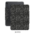 GIIPPA Magnetic Double Buckle iPad Case, Black White Irregular Dot Pattern Folio Cover, Shockproof Protective Case For All iPad Models