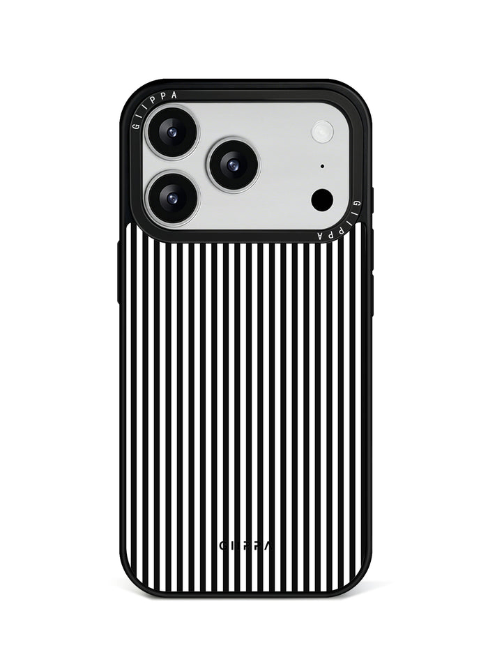 GIIPPA Matte Classic Black White Thin Vertical Stripes Shockproof Phone Case For iPhone 11/11 Pro/11 Pro Max/12 Pro Max/13 Pro/13 Pro Max/14 Plus/14 Pro/14 Pro Max/15/15 Plus/15 Pro/15 Pro Max/16/16 Plus/16 Pro/16 Pro Max/16E/17/17 Air/17 Pro/17 Pro Max
