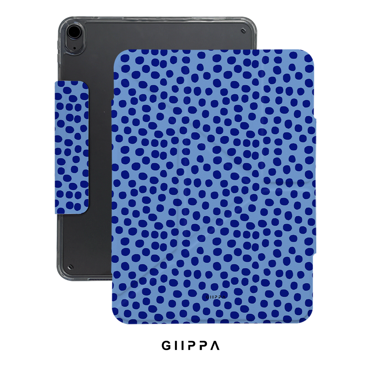 GIIPPA YARA FOLD Detachable Magnetic iPad Case Patterned Moments Blue Cheer Soft Pale Navy Irregular Polka Dot Dual Buckle Split Protective Shell For All iPad Generations