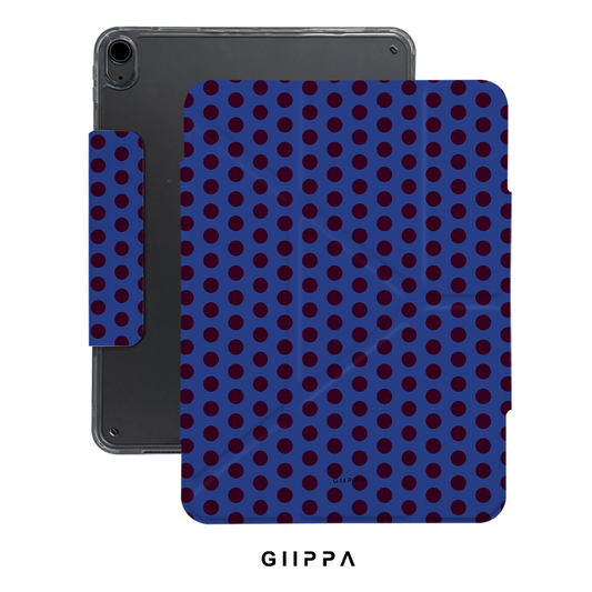 GIIPPA YARA FOLD Detachable Magnetic iPad Case Patterned Moments Dusk Serene Moody Royal Blue Base Burgundy Large Retro Polka Dot Dual Buckle Split Magnetic Dark Aesthetic Protective Cover For All iPad Generations