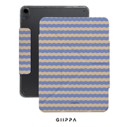 GIIPPA YARA FOLD Detachable Magnetic iPad Case Patterned Moments Pastel Bliss Muted Lavender Beige Dual Pastel Wavy Horizontal Stripe Dual Buckle Split Magnetic Dreamy Gentle Protective Cover For All iPad Generations