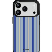 GIIPPA Matte Dusty Blue Navy White Thin Vertical Stripes Shockproof Phone Case For iPhone 11/11 Pro/11 Pro Max/12 Pro Max/13 Pro/13 Pro Max/14 Plus/14 Pro/14 Pro Max/15/15 Plus/15 Pro/15 Pro Max/16/16 Plus/16 Pro/16 Pro Max/16E/17/17 Air/17 Pro/17 Pro Max