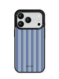 GIIPPA Matte Dusty Blue Navy White Thin Vertical Stripes Shockproof Phone Case For iPhone 11/11 Pro/11 Pro Max/12 Pro Max/13 Pro/13 Pro Max/14 Plus/14 Pro/14 Pro Max/15/15 Plus/15 Pro/15 Pro Max/16/16 Plus/16 Pro/16 Pro Max/16E/17/17 Air/17 Pro/17 Pro Max