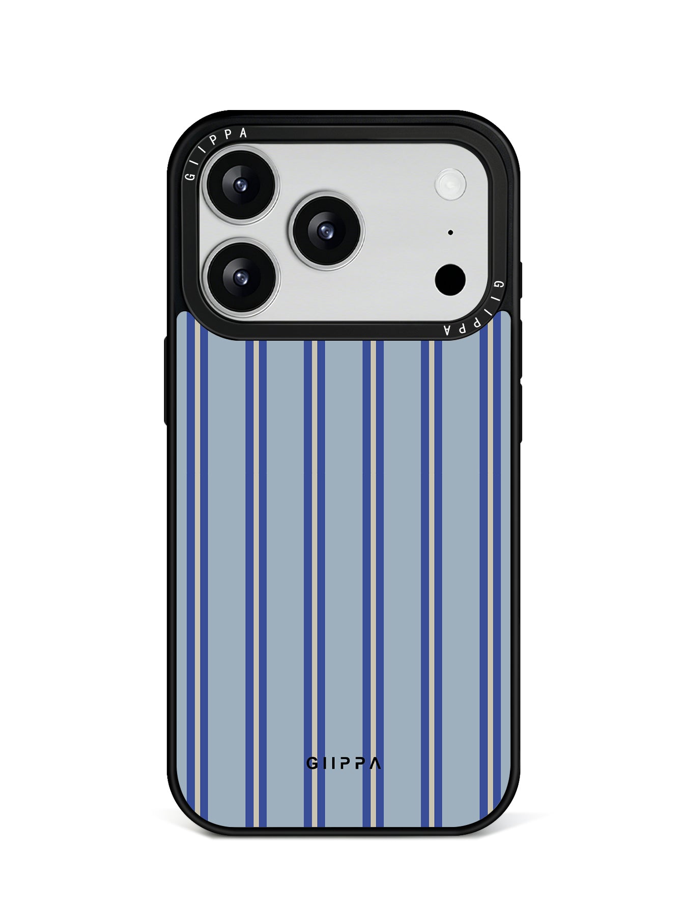 GIIPPA Matte Dusty Blue Navy White Thin Vertical Stripes Shockproof Phone Case For iPhone 11/11 Pro/11 Pro Max/12 Pro Max/13 Pro/13 Pro Max/14 Plus/14 Pro/14 Pro Max/15/15 Plus/15 Pro/15 Pro Max/16/16 Plus/16 Pro/16 Pro Max/16E/17/17 Air/17 Pro/17 Pro Max