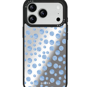 GIIPPA Patterned Moments Midnight Whisper Fresh Light Blue Watercolor Hand-Drawn Irregular Polka Dot Mirror TPU Shockproof Phone Case Large Camera Frame For iPhone 11–17 All Models