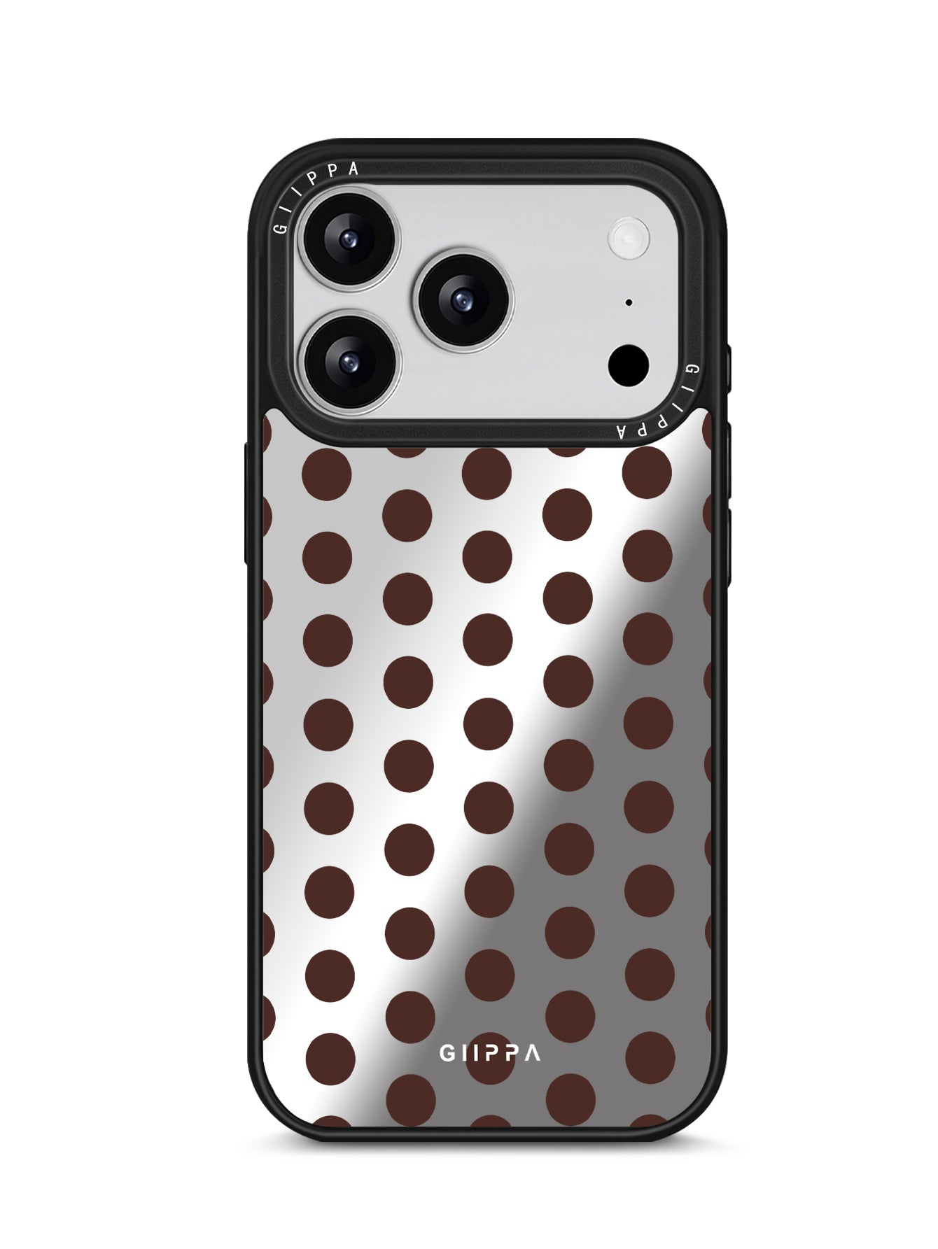 GIIPPA Patterned Moments Midnight Whisper Classic Even Dark Brown Polka Dot Mirror TPU Shockproof Phone Case Large Lens Guard For All iPhone 11–17 Series 16E 17 Air