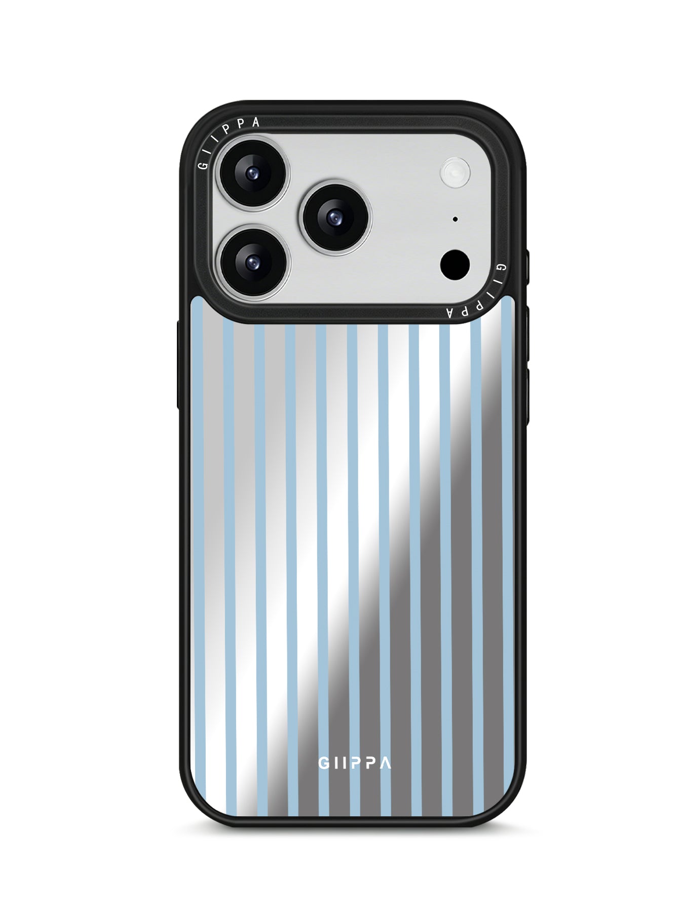 GIIPPA Patterned Moments Midnight Whisper Sky Blue Slim Thin Vertical Stripe Mirror TPU Shockproof Phone Case Large Lens Frame Cover For iPhone Full Series