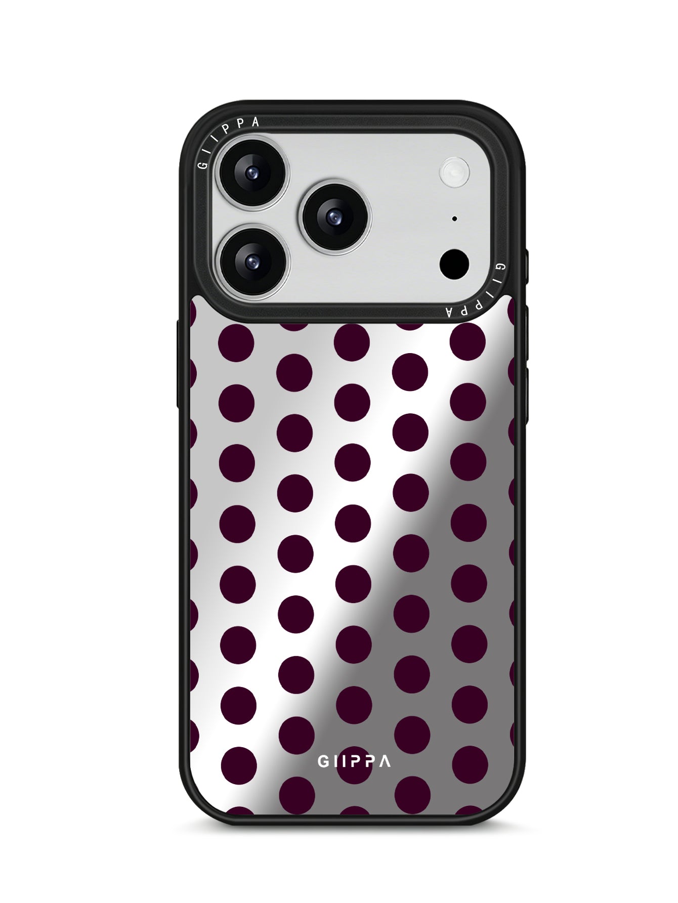 GIIPPA Patterned Moments Midnight Whisper Deep Plum Uniform Large Polka Dot Mirror TPU Shockproof Phone Case Large Lens Frame Protective Cover For iPhone Full Series