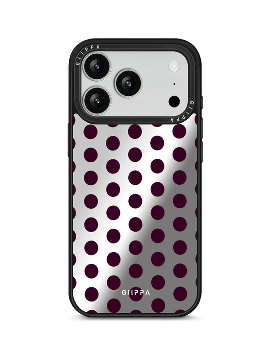 GIIPPA Patterned Moments Midnight Whisper Deep Plum Uniform Large Polka Dot Mirror TPU Shockproof Phone Case Large Lens Frame Protective Cover For iPhone Full Series