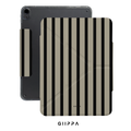 GIIPPA YARA FOLD Detachable Magnetic iPad Case Patterned Moments Urban Calm Modern Khaki Thick Black Vertical Stripe Dual Pull Buckle Split Magnetic Business Protective Shell For All iPad Sizes
