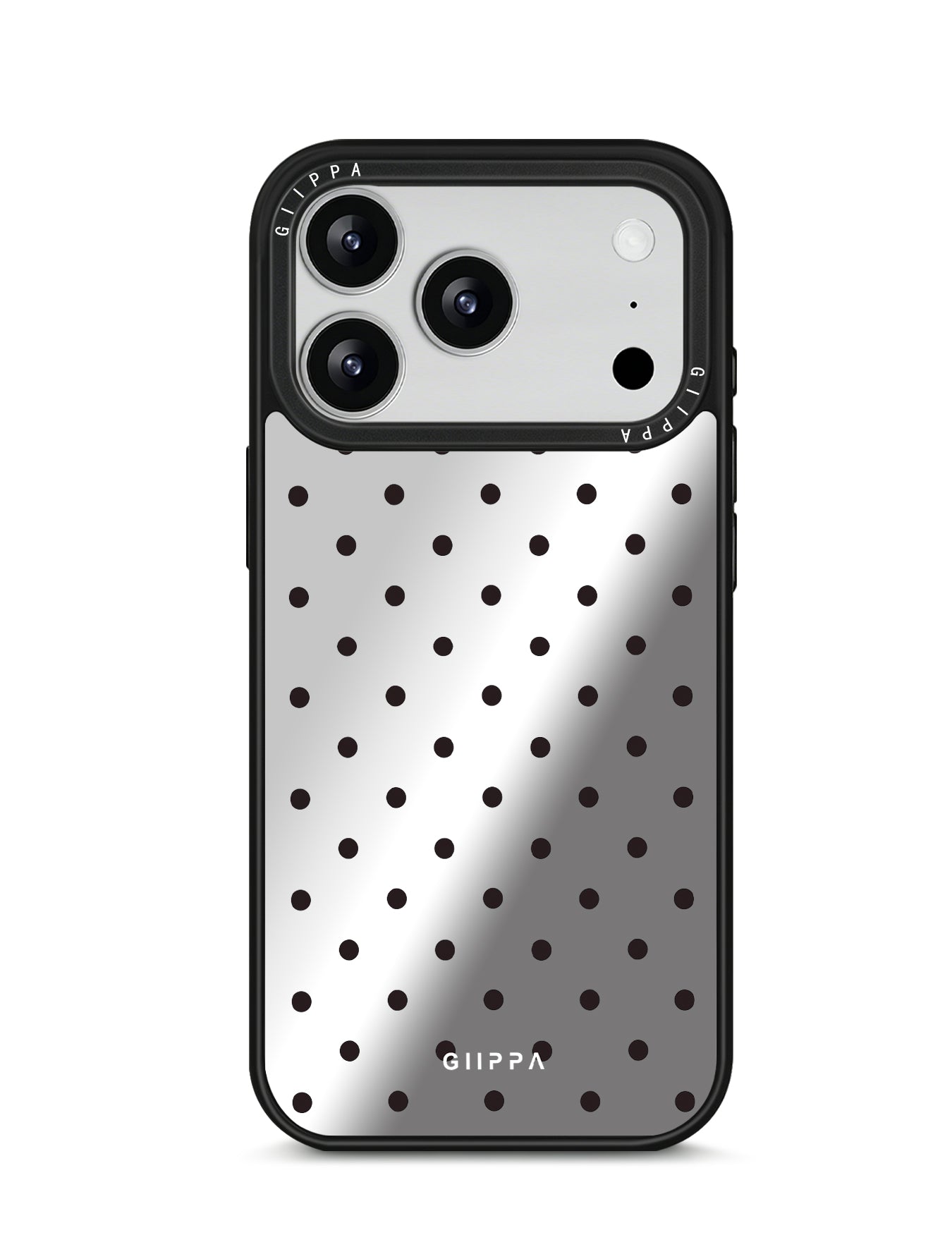 GIIPPA Patterned Moments Midnight Whisper Evenly Spaced Tiny Black Polka Dot Mirror TPU Shockproof Phone Case Large Lens Frame Cover For iPhone Full Series