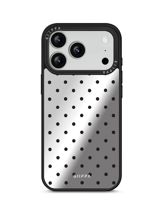 GIIPPA Patterned Moments Midnight Whisper Evenly Spaced Tiny Black Polka Dot Mirror TPU Shockproof Phone Case Large Lens Frame Cover For iPhone Full Series