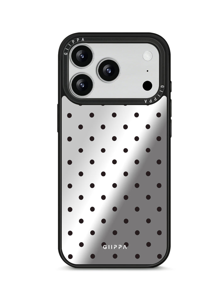 GIIPPA Patterned Moments Midnight Whisper Evenly Spaced Tiny Black Polka Dot Mirror TPU Shockproof Phone Case Large Lens Frame Cover For iPhone Full Series