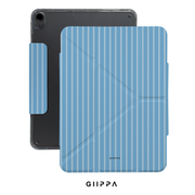 GIIPPA YARA FOLD Detachable Magnetic iPad Case Patterned Moments Seaside Rest Pastel Baby Blue Off White Ultra Thin Vertical Stripe Dual Pull Buckle Split Magnetic Calm Protective Shell For All iPad Models
