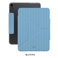 GIIPPA YARA FOLD Detachable Magnetic iPad Case Patterned Moments Seaside Rest Pastel Baby Blue Off White Ultra Thin Vertical Stripe Dual Pull Buckle Split Magnetic Calm Protective Shell For All iPad Models