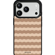 GIIPPA Retro Matte Coffee Cream Wavy Striped Protective Case For iPhone 11 12 13 14 15 16 17 Series Pro Max Plus 16E Air