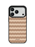 GIIPPA Retro Matte Coffee Cream Wavy Striped Protective Case For iPhone 11 12 13 14 15 16 17 Series Pro Max Plus 16E Air