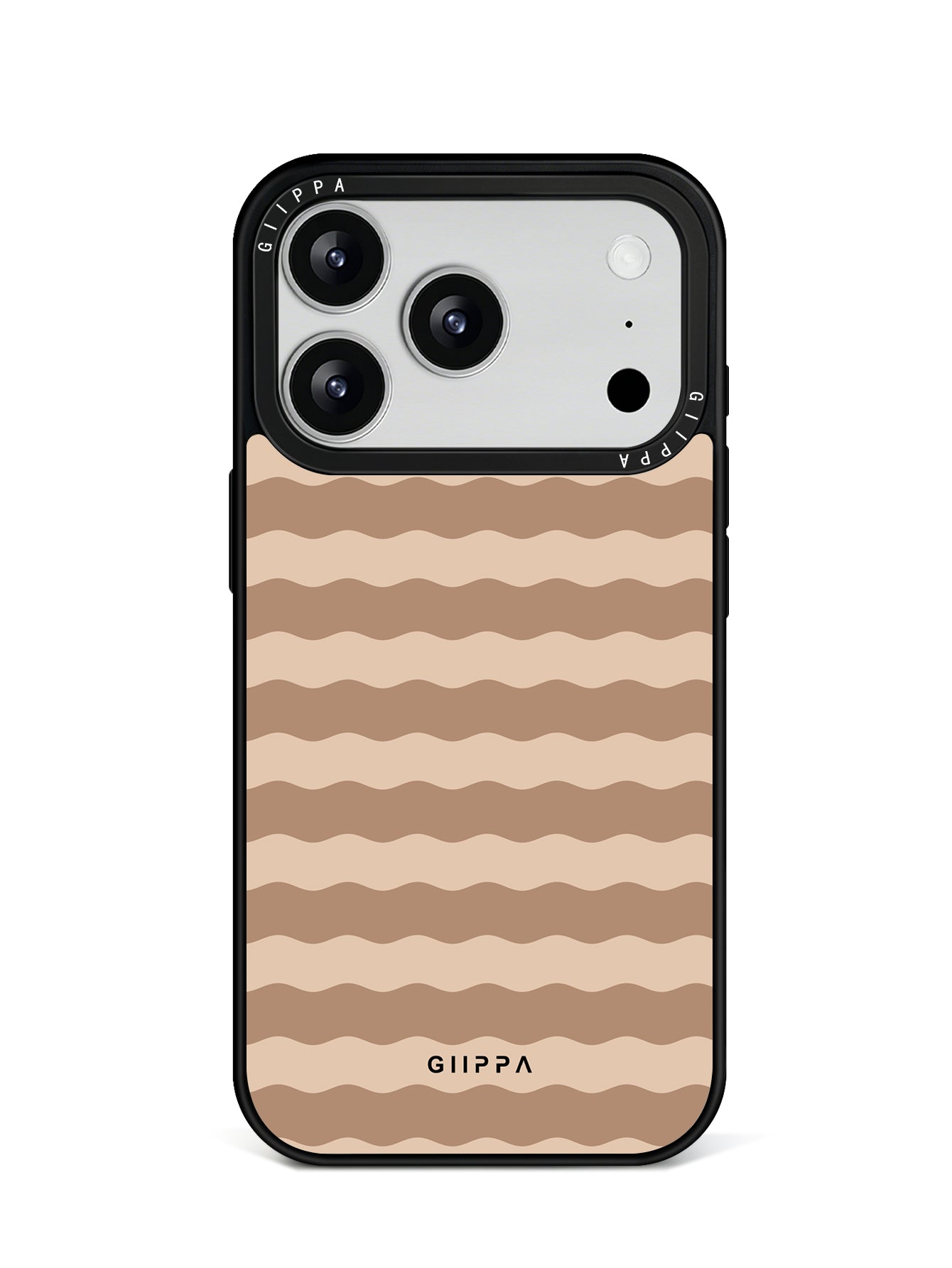 GIIPPA Retro Matte Coffee Cream Wavy Striped Protective Case For iPhone 11 12 13 14 15 16 17 Series Pro Max Plus 16E Air