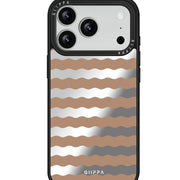 GIIPPA Patterned Moments Midnight Whisper Coffee Silver Wavy Horizontal Stripe Mirror TPU Shockproof Phone Case Large Lens Frame Protective Shell For iPhone Full Series