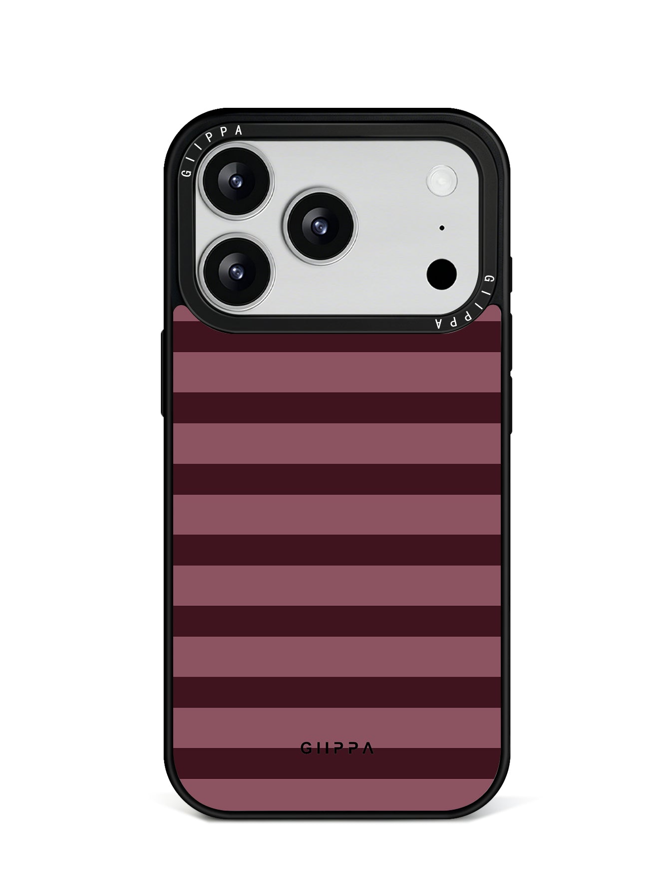 GIIPPA Matte Dusty Rose Burgundy Flat Horizontal Stripes Shockproof Phone Case For iPhone 11/11 Pro/11 Pro Max/12 Pro Max/13 Pro/13 Pro Max/14 Plus/14 Pro/14 Pro Max/15/15 Plus/15 Pro/15 Pro Max/16/16 Plus/16 Pro/16 Pro Max/16E/17/17 Air/17 Pro/17 Pro Max