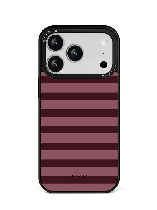 GIIPPA Matte Dusty Rose Burgundy Flat Horizontal Stripes Shockproof Phone Case For iPhone 11/11 Pro/11 Pro Max/12 Pro Max/13 Pro/13 Pro Max/14 Plus/14 Pro/14 Pro Max/15/15 Plus/15 Pro/15 Pro Max/16/16 Plus/16 Pro/16 Pro Max/16E/17/17 Air/17 Pro/17 Pro Max