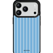 GIIPPA Matte Baby Blue Pale White Thin Vertical Stripes Shockproof Phone Case For iPhone 11/11 Pro/11 Pro Max/12 Pro Max/13 Pro/13 Pro Max/14 Plus/14 Pro/14 Pro Max/15/15 Plus/15 Pro/15 Pro Max/16/16 Plus/16 Pro/16 Pro Max/16E/17/17 Air/17 Pro/17 Pro Max